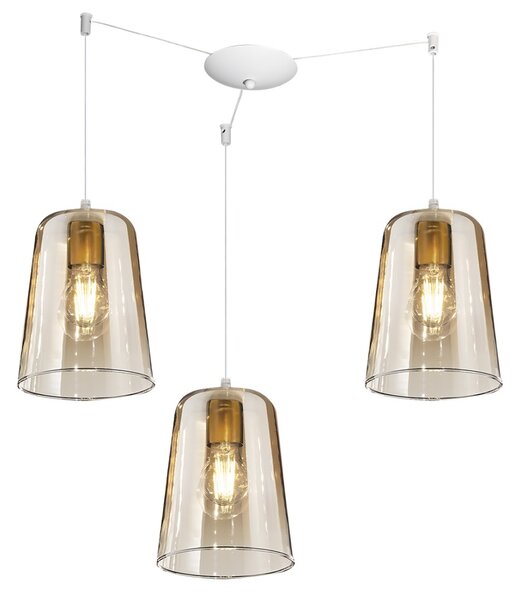 Lampadario top light shaded 1164bi s3 s am e27 led vetro ambra lampada soffitto moderna - Top Light