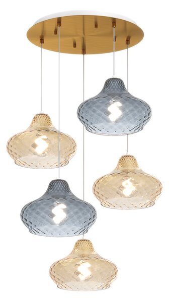 Lampadario vetro colorato top light dress 1191 os s5 tp ambra zaffiro e27 led lampada soffitto moderna classica - Top Light