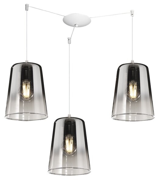 Lampadario top light shaded 1164bi s3 s cr e27 led vetro cromo lampada soffitto moderna - Top Light