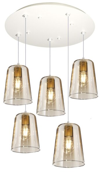 Lampadario top light shaded 1164bi s5 t am e27 led vetro colorato lampada soffitto moderna - Top Light