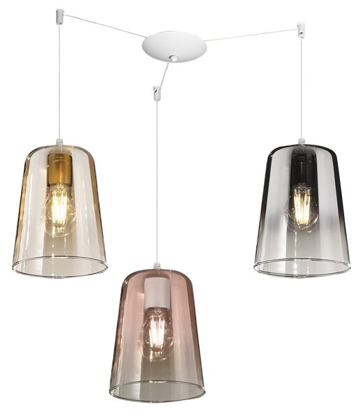 Lampadario top light shaded 1164bi s3 s mc e27 led vetro ambra lampada soffitto moderna - Top Light