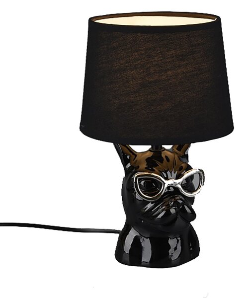Abat-jour camerette trio litghting dosy r50231002 e14 led ceramica tessuto lampada tavolo dog black - Trio Lighting