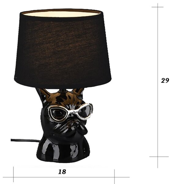 Abat-jour camerette trio litghting dosy r50231002 e14 led ceramica tessuto lampada tavolo dog black - Trio Lighting