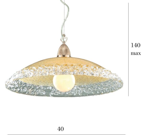 Lampadario vetro ambra padana lampadari sally 288 sm e27 led sospensione lampada soffitto classica - Padana Lampadari