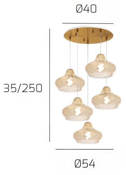 Lampadario vetro colorato top light dress 1191 os s5 tp ambra e27 led lampada soffitto moderna classica - Top Light