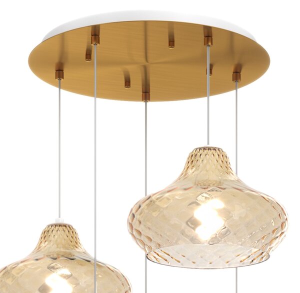 Lampadario vetro colorato top light dress 1191 os s5 tp ambra e27 led lampada soffitto moderna classica - Top Light