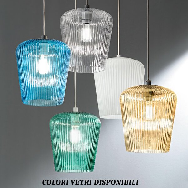 Sospensione vetro trasparente gea luce numa e27 led lampada soffitto moderna - Gea Luce