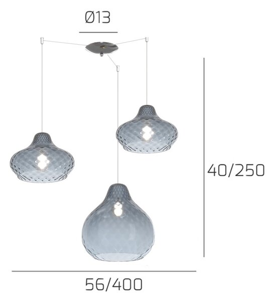 Lampadario vetro colorato top light dress 1191 cr s3 smix za e27 led lampada soffitto moderna - Top Light