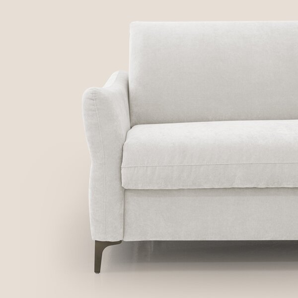Dalia divano letto con materasso H18 cm e piedi alti in raffinato tess