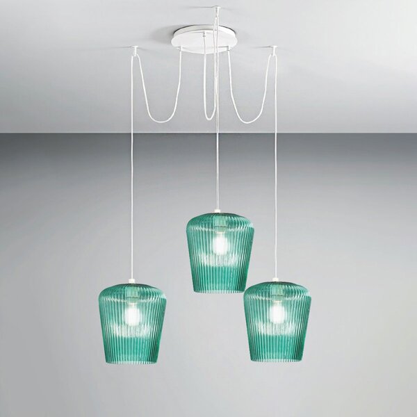 Sospensione vetro verde gea luce numa bt3 ve e27 led lampada soffitto decentramento moderna - Gea Luce