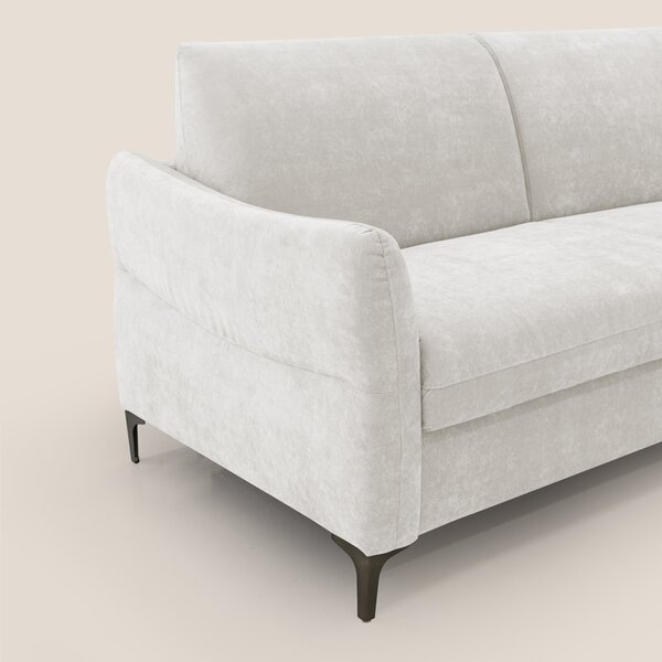 Dalia divano letto con materasso H18 cm e piedi alti in raffinato tess