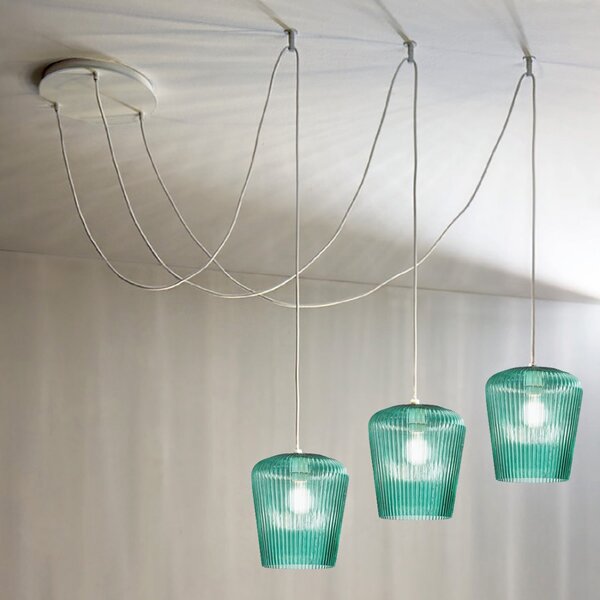 Sospensione vetro verde gea luce numa bt3 ve e27 led lampada soffitto decentramento moderna - Gea Luce