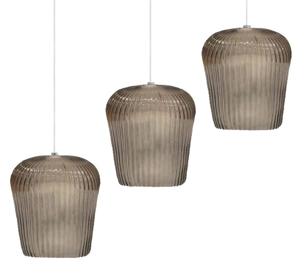 Sospensione vetro ambra gea luce numa br3 e27 led lampada soffitto decentramento classica - Gea Luce