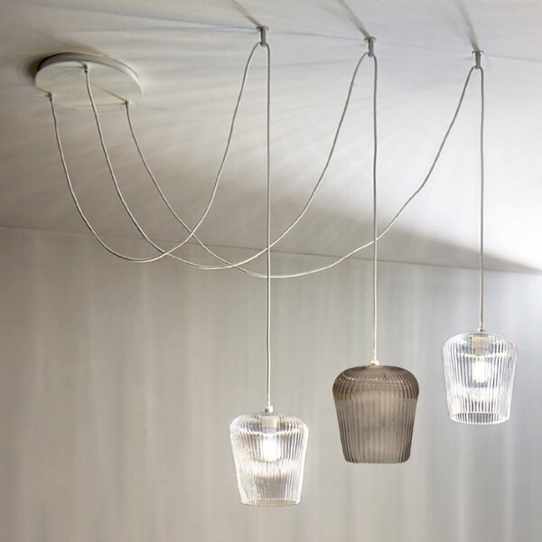 Sospensione gea luce numa bt3 mix e27 led vetro ambra trasparente lampadario lampada soffitto moderna - Gea Luce
