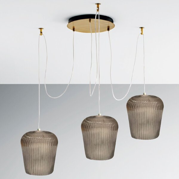Sospensione vetro ambra gea luce numa bt3 ot e27 led lampada soffitto decentramento classica - Gea Luce