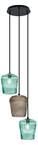 Sospensione vetro verde ambra gea luce numa bt3 e27 led lampada soffitto decentramento moderna - Gea Luce