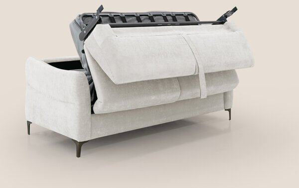 Dalia divano letto con materasso H18 cm e piedi alti in raffinato tess