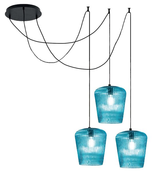 Sospensione vetro blu gea luce numa bt3 bl e27 led lampada soffitto decentramento moderna - Gea Luce