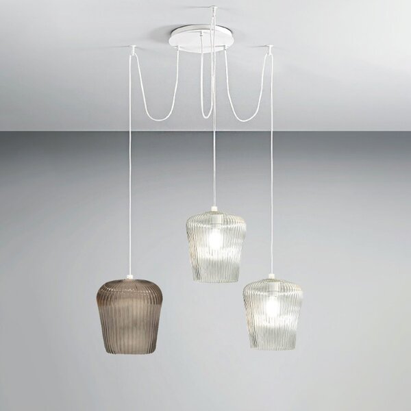 Sospensione gea luce numa bt3 mix e27 led vetro ambra trasparente lampadario lampada soffitto moderna - Gea Luce