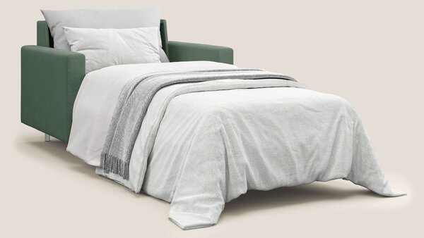 Megan poltrona letto in microfibra smacchiabile T11 verde