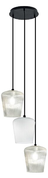 Sospensione vetro bianco trasparente gea luce numa bt3 e27 led lampada soffitto decentramento moderna - Gea Luce