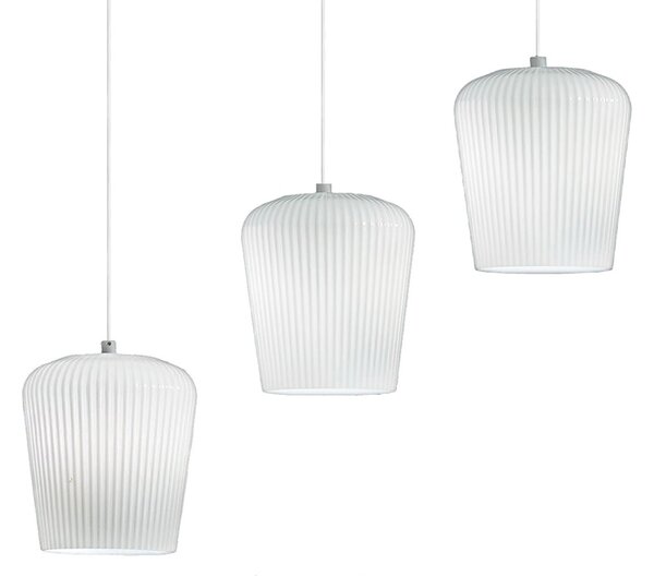 Sospensione vetro bianco gea luce numa br3 e27 led lampada soffitto decentramento classica - Gea Luce