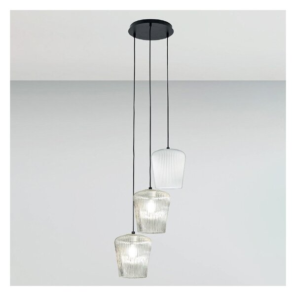 Sospensione vetro bianco trasparente gea luce numa bt3 e27 led lampada soffitto decentramento moderna - Gea Luce