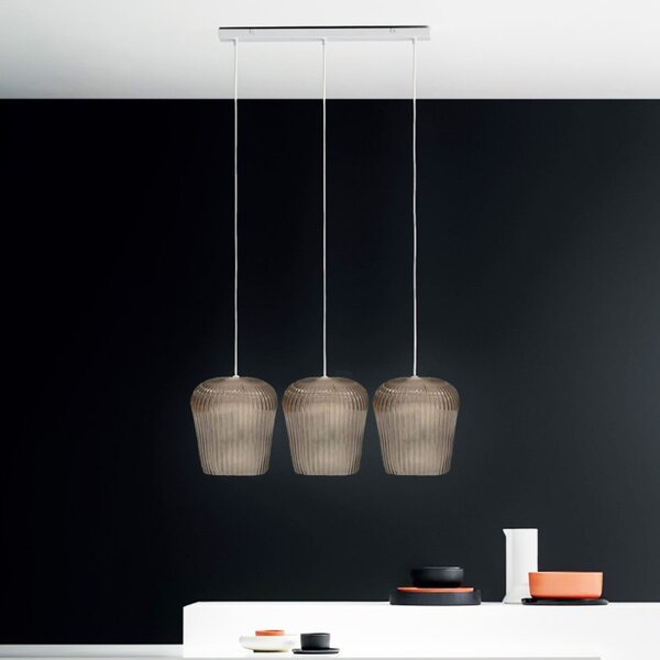 Sospensione vetro ambra gea luce numa br3 e27 led lampada soffitto decentramento classica - Gea Luce