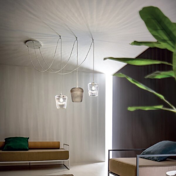 Sospensione gea luce numa bt3 mix e27 led vetro ambra trasparente lampadario lampada soffitto moderna - Gea Luce