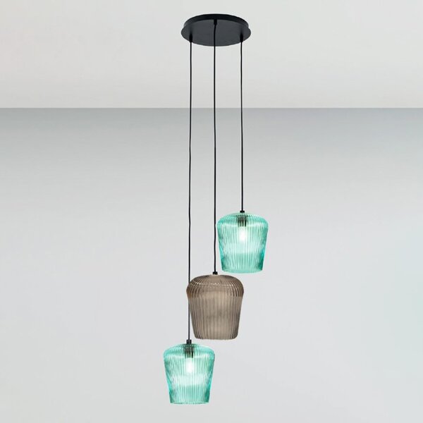 Sospensione vetro verde ambra gea luce numa bt3 e27 led lampada soffitto decentramento moderna - Gea Luce