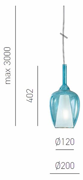 Sospensione vetro blu trasparente gea luce ofelia s10 e27 led lampada soffitto - Gea Luce