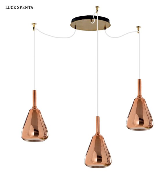 Sospensione vetro rame specchiato gea luce ofelia s11 e27 led lampada soffitto ragnatela multiluce - Gea Luce