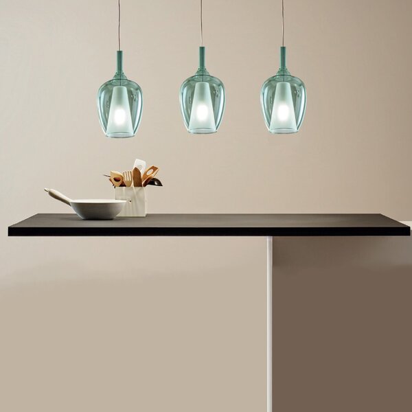Sospensione vetro verde trasparente gea luce ofelia s10 e27 led lampada soffitto - Gea Luce