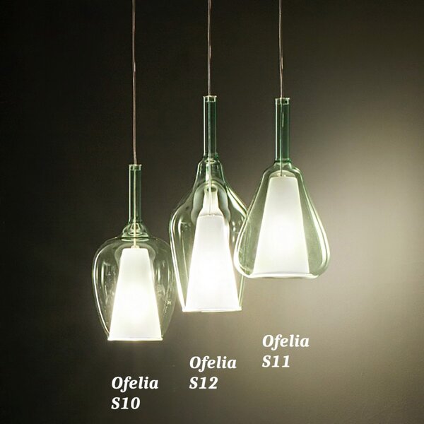 Sospensione vetro verde trasparente gea luce ofelia s e27 led lampada soffitto multiluce - Gea Luce