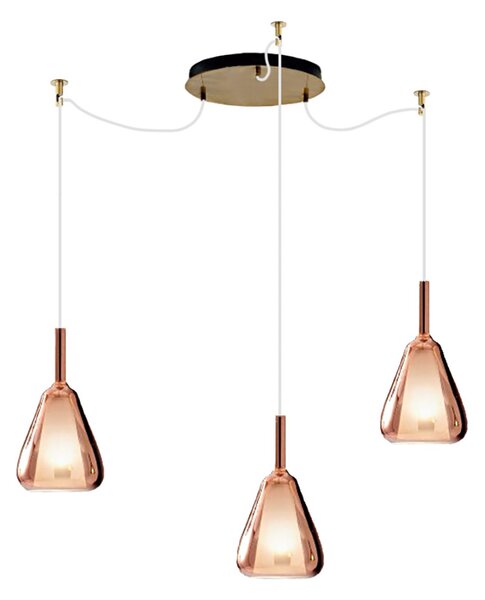 Sospensione vetro rame specchiato gea luce ofelia s11 e27 led lampada soffitto ragnatela multiluce - Gea Luce