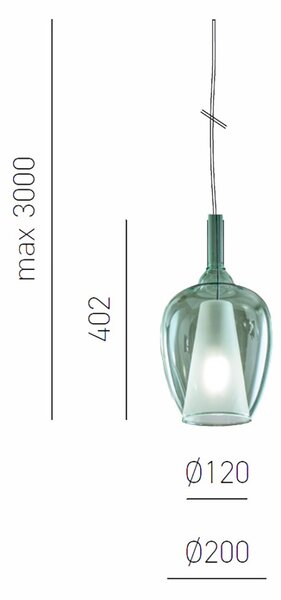 Sospensione vetro verde trasparente gea luce ofelia s10 e27 led lampada soffitto - Gea Luce
