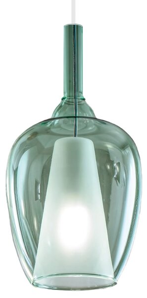 Sospensione vetro verde trasparente gea luce ofelia s10 e27 led lampada soffitto - Gea Luce
