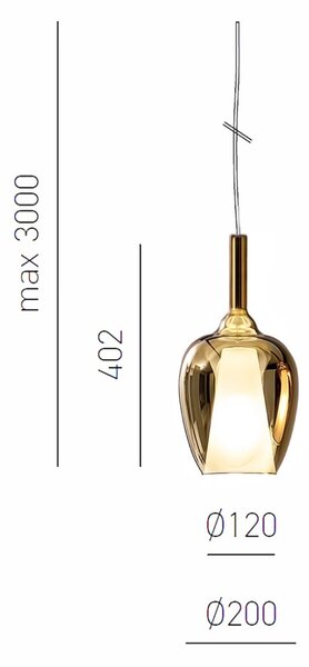 Sospensione vetro oro gea luce ofelia s10 e27 led lampada soffitto - Gea Luce
