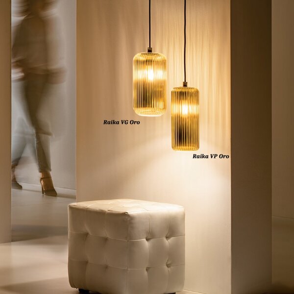 Sospensione vetro colorato gea luce raika vp b1 e27 led lampada soffitto moderna - Gea Luce