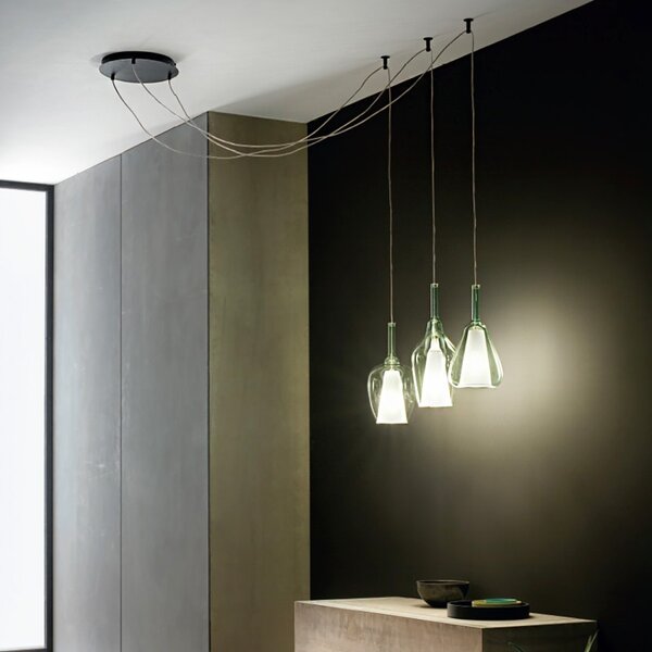 Sospensione vetro verde trasparente gea luce ofelia s e27 led lampada soffitto multiluce - Gea Luce