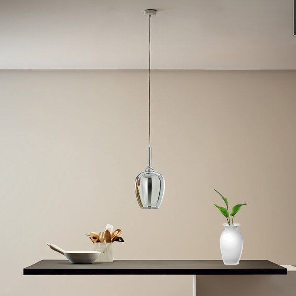 Sospensione vetro cromo gea luce ofelia s10 e27 led lampada soffitto - Gea Luce