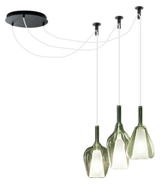 Sospensione vetro verde trasparente gea luce ofelia s e27 led lampada soffitto multiluce - Gea Luce