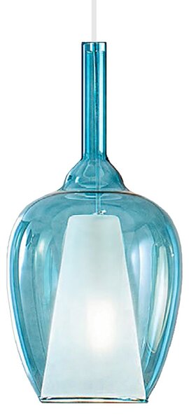 Sospensione vetro blu trasparente gea luce ofelia s10 e27 led lampada soffitto - Gea Luce