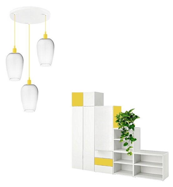 Sospensione vetro soffiato trasparente perenz trix s3 e27 led lampada soffitto moderna camerette giallo - Perenz