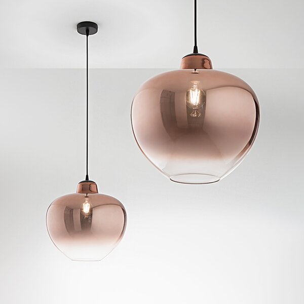 Lampadario rame perenz bowl 6666 rm e27 led sospensione lampada soffitto moderno vetro - Perenz