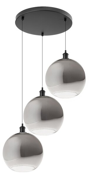Sospensione vetro soffiato fumè perenz sphere s3 e27 led lampada soffitto moderna - Perenz