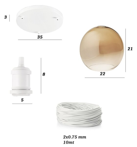 Sospensione vetro soffiato ambra perenz sphere s3 e27 led lampada soffitto moderna - Perenz