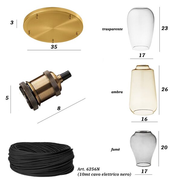 Sospensione vetro soffiato perenz trix s5 e27 led lampada soffitto ragnatela multiluce classica - Perenz