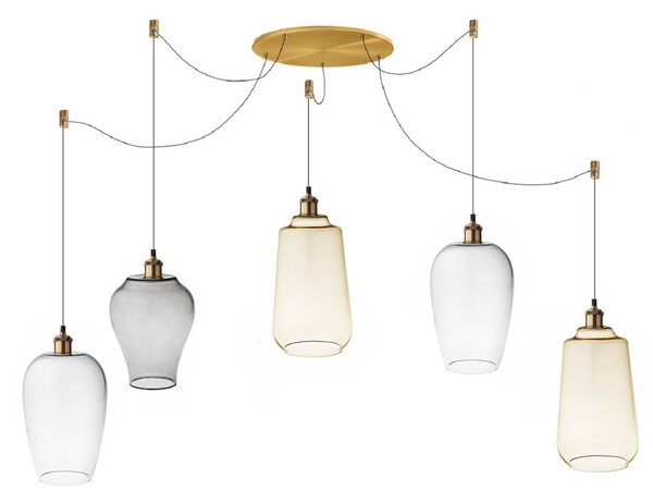 Sospensione vetro soffiato perenz trix s5 e27 led lampada soffitto ragnatela multiluce classica - Perenz