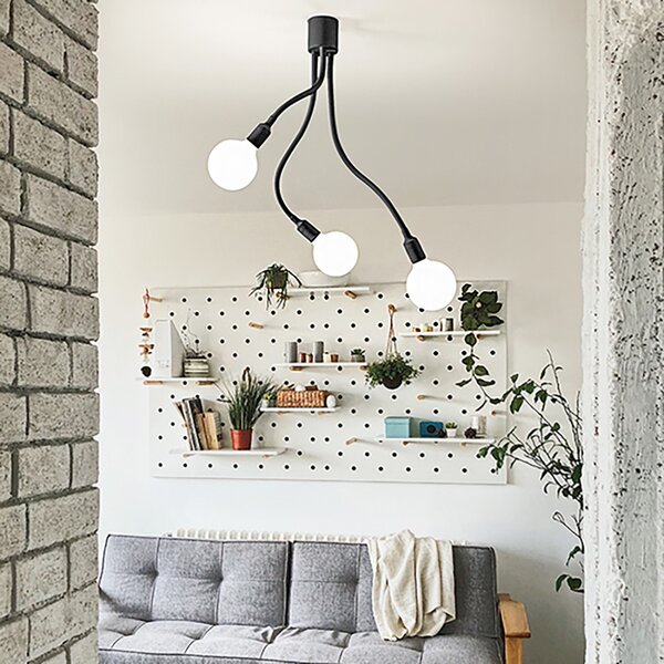 Plafoniera moderna perenz bulbo 6678 n led e27 lampada soffitto metallo gomma bracci orientabili - Perenz